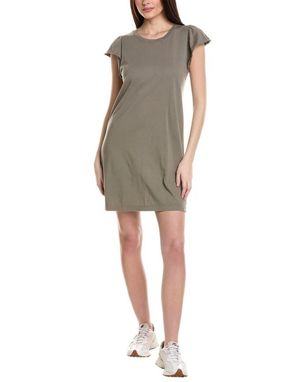 $88 Michael Stars Olive Green Dena Ruffle Sleeve Shift Dress Small NEW M709